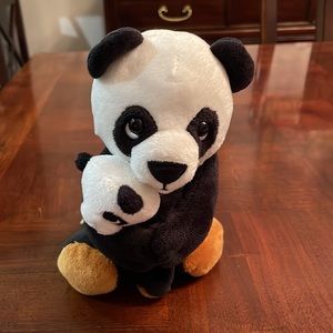Kinder Ferrero Panda Bear with Baby Plush Stuffed Animal Toy